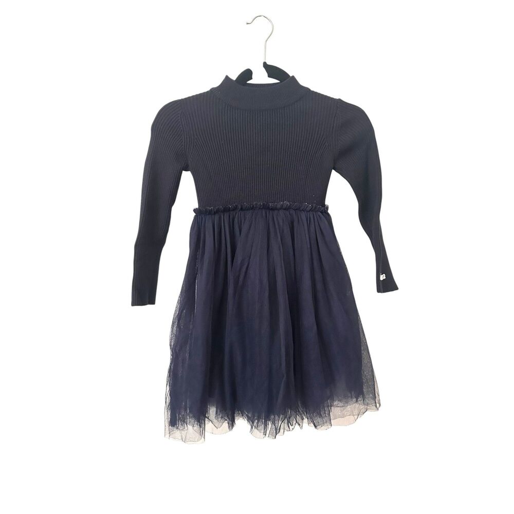 DONSJE Tulle‎ Wool Girls Dress Navy 7-8Y